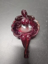 Vintage Mosser Cadmium Glass Lady In Bathtub Soap Dish Red S3