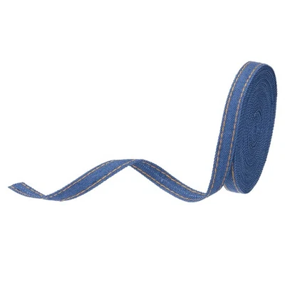 Rubans en tissu denim 3/8 pouces, ruban en jean nœud denim 5 yards, bleu foncé 10 mm - Photo 1/4