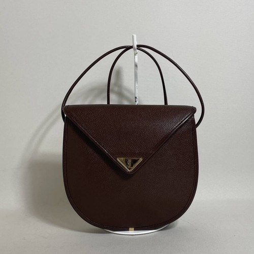 Yves Saint Laurent Shoulder Bag Dark Brown Leather 84B190