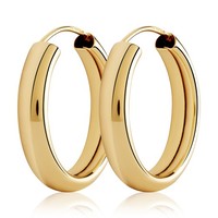 Paar 20Mm Creolen 333 Gelbgold 8 Karat Klassische Gold Ohrringe 3,9Mm Breit