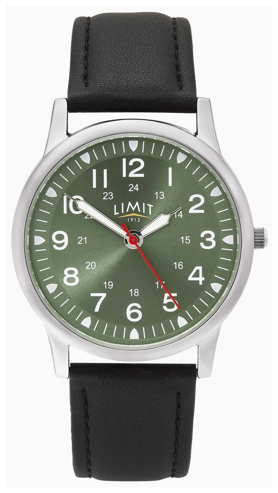 Limit Pilot Quartz (38mm) Green Sunray Dial / Black PU Leather Strap 50062 Watch