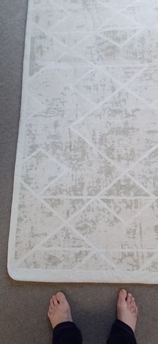 200cm X 160 Living Room Rug Geometric Design Short Pile Bedroom Rug Ivory - Picture 14 of 15