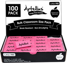 Pink Erasers  Latex  Smudge Free  Bulk School Supplies  Classrooms, Teachers