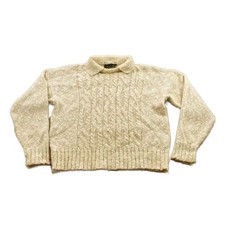 Vintage 1990s Liz Sport Petite Cable Knit Collared Sweater Women's S