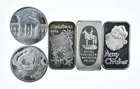 Lot 5 VINTAGE 1 Oz Silver Bars/Rounds Art Bars Collection Poured .999 *484