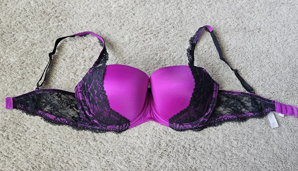 Victoria's Secret Very Sexy Balconet Bra Purple Black 36D Lace Lingerie Intimate - Image 2 of 4