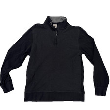 Ted Baker London 1/4 Zip Pullover Sweater Mens M Black Knit Golf Cotton Blend