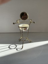 1:12 Vanity Basin - Gold Frame Mirror & Removable Floral Ceramic Bowl Dollhouse