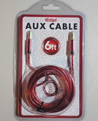 iEdge AUX Cable 6ft Red for iPhone iPad iPod Android Devices
