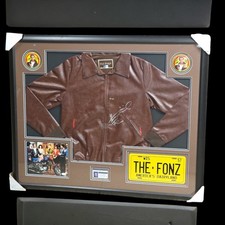 Henry Winkler THE FONZ Duel Autograph Jacket/8x10 Framed JSA/Beckett
