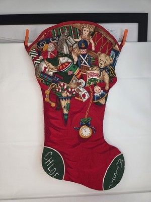 Vintage Cranston Handcrafted Jumbo Stocking Night Before Christmas 17x30 Read 