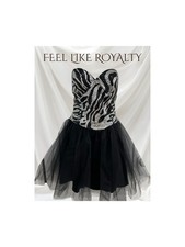 Elegant Black and Silver Prom Dress in Size Large Juniors