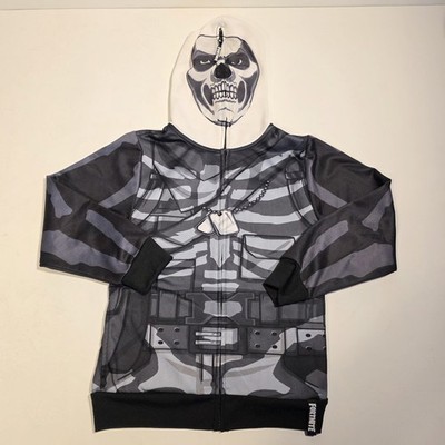Fortnite Skull Hoodie Youth Medium Skeleton Zip Up Jacket Black Costume