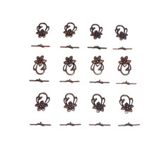 Twelve Sets Copper Metal Toggle Floral Clasps for Jewelry Making New