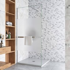 200cm  8mm Milchglas Streifen Glas chrom Handtuchalter Stabilisationsbügel