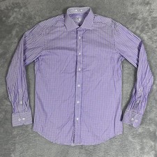Bugatchi Shirt Mens Medium Shaped Fit Long Sleeve Check Dress Button Up