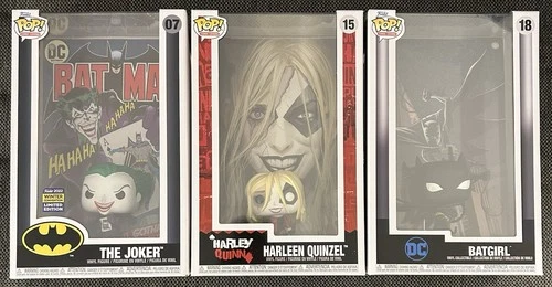 Funko Pop! Comic Cover Lot - The Joker 07 - Harleen Quinzel 15 - Batgirl 18