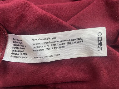 Eileen Fisher Tunic Top Large Asymmetrical Viscose Jersey Bergundy T19 - Picture 3 of 5