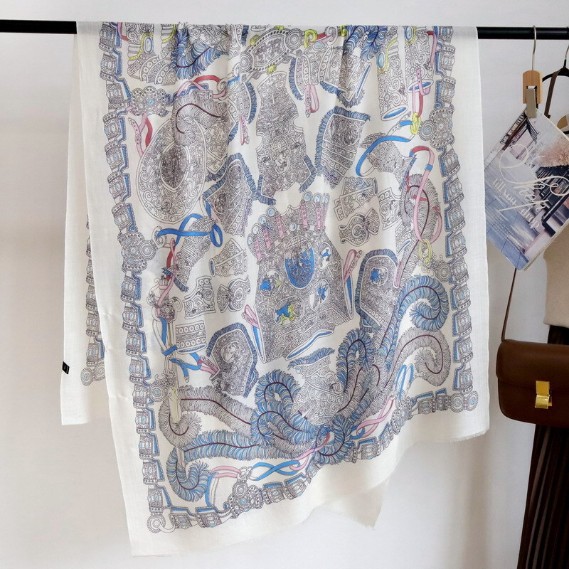 Pure Cashmere Ring Scarf Wrap Shawl Feather Print Thin Soft Delicate 78