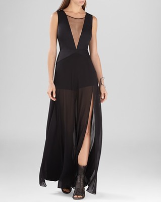 NEW BCBG MAX AZRIA Halee Sleeveless Illusion Neck ROMPER GOWN $338 SIZE  BLACK