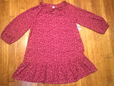 Old Navy Floral Print Dress Women's Small Petite Maroon Burgundy Tie Front NEW