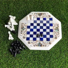 Chess Set -13" Collectable Chess Board White Marble with Marble Pieces-New Gifts