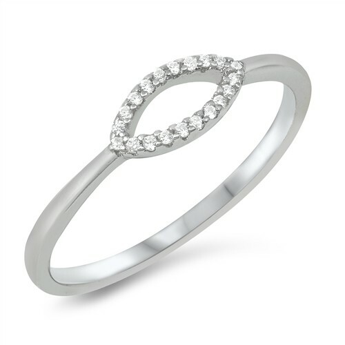  Sterling Silver Evil Eye Ring With Cubic Zirconia, Size 5
