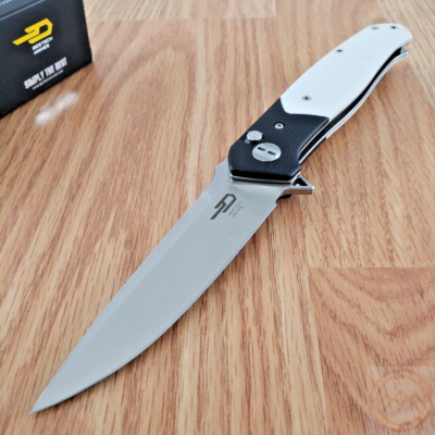 Bestech Knives Swordfish Folding Knife 4'' Satin 14C28N Steel Blade G10 Handle