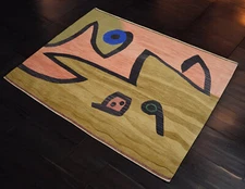 Paul Klee "Silence of Angel" Inspired Hand Woven Kilim Rug Area Rug 3′10″x5′3″