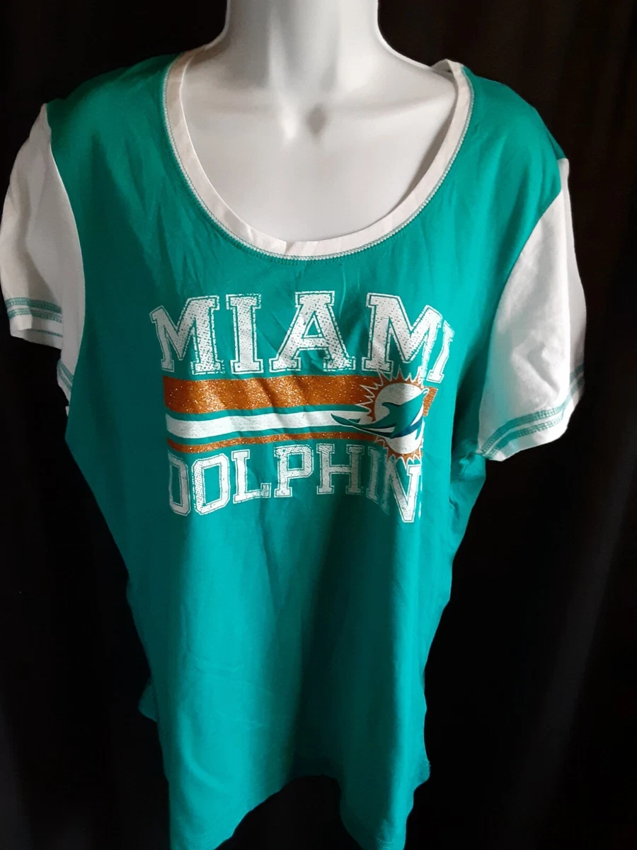 Miami Dolphins Women s NFL Team Apparel Shimmer Design Shirt XXL