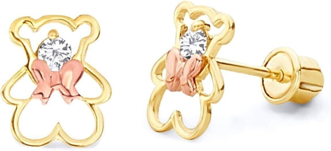 1.00 Ct Round Cut Simulated Diamond Panda Stud Earrings 14k Yellow Gold Plated