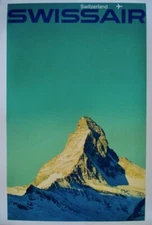SWISSAIR SWITZERLAND 1964 poster AIRLINES MANFRED BINGLER 25x40 NM LINEN