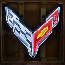 Chevrolet Corvette C8 Neon Sign Licensed 40 Inches Neon Sign in Shaped Steel Can
