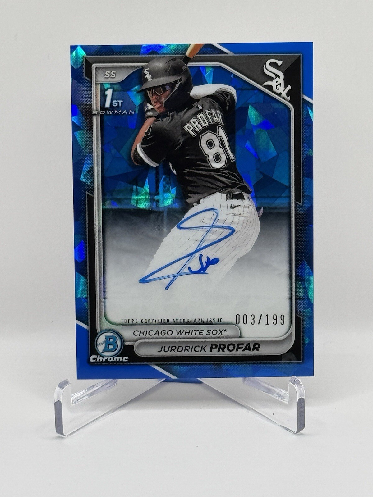 2024 Bowman Chrome Sapphire Jurdrick Profar 1st Auto 003/199 #BCP-218