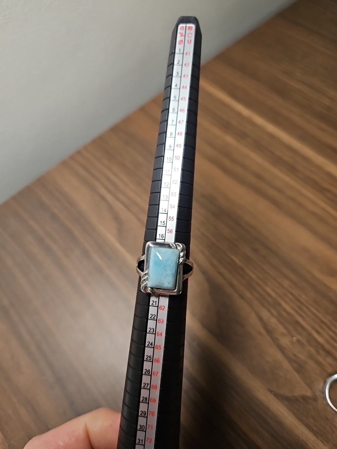 Womans Ring Rectangular Light Blue Stone Sterling… - image 12