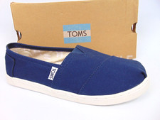 Toms Big Girls Slip On Classic Flat Shoes Canvas Size 5.5 Y, Navy Blue, 2424