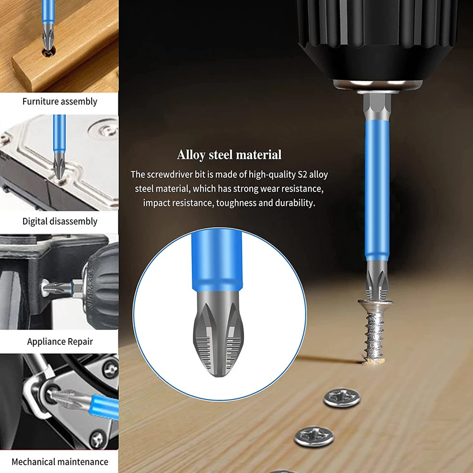 14/7 Magnetic screwdriver bit Bits set PH2 Anti-slip Hex Shank Screw Cross Head - Image 2 of 4