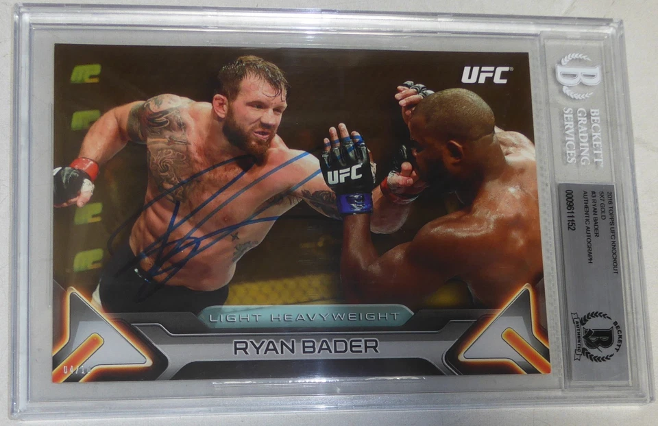 Ryan Bader Signed 2016 Topps UFC Knockout 5x7 Gold Card #3 BAS Beckett COA #/10 - Image 2 of 4
