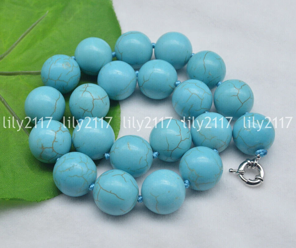 Enorme collar de cuentas redondas de piedras preciosas azules naturales de 20 mm 14-36 pulgadas Foto 3 de 4