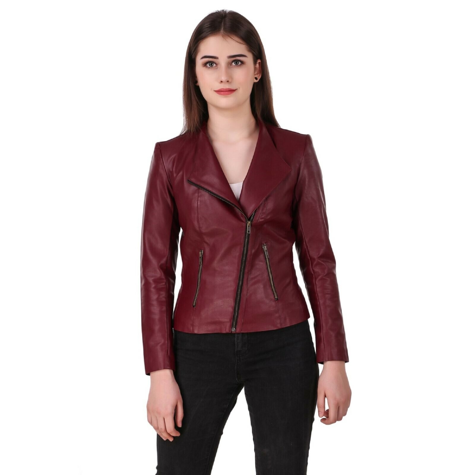 Noora Women Biker Jacket Red Cherry 