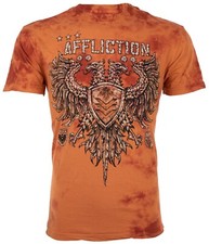 AFFLICTION Orange VALUE CHALKBOARD Eagle Short Sleeve Slim Fit Y2K T-shirt NWT
