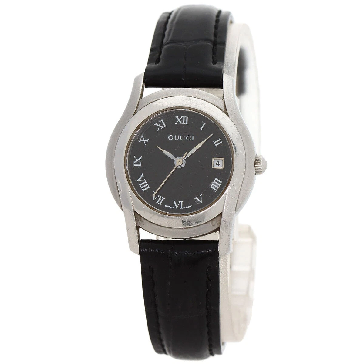 Montres femme GUCCI visage rond 5500L acier inoxydable/cuir