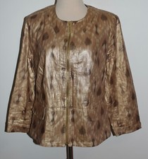 Chicos Jacket Zip Front Shimmery Linen Blend Blazer 2 Large