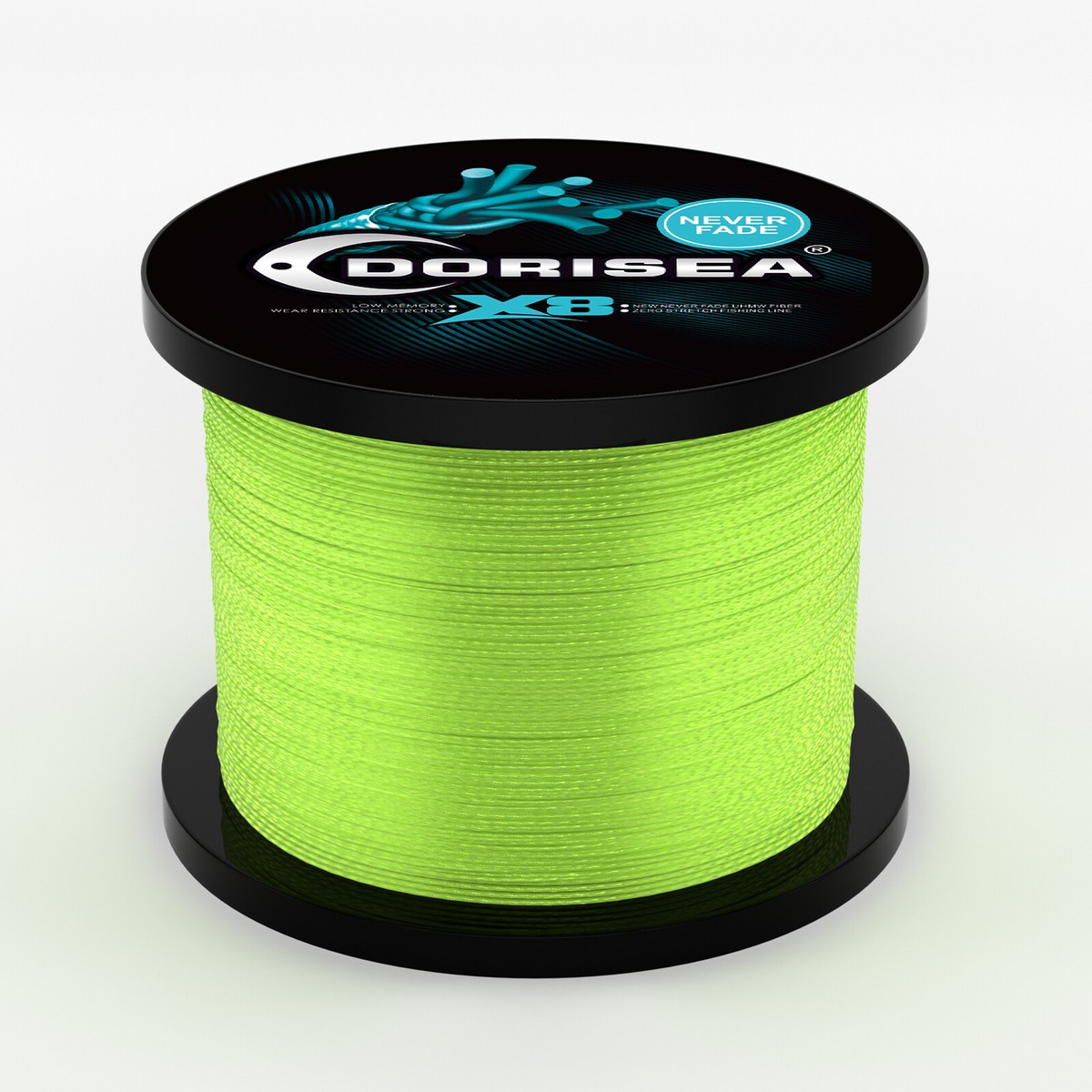fluorescent braided fishing line Dorisea Never Fade 8 Strands Fluorescent Green PE Braided Fishing line  100-2000m