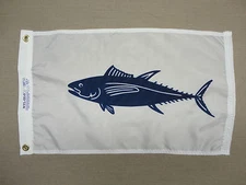 Tuna Fish White Blue Indoor Outdoor Dyed Nylon Flag Grommets 12" X 18"