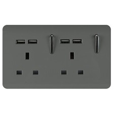 Image of Trendi Switch Charcoal Designer Lightswitches, Plug Sockets, Fused Spurs,TV