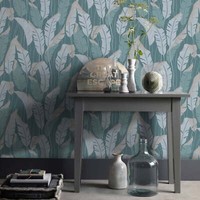 Vliestapete Dschungel Motiv BläTter TüRkis Beige Metallic 10344-19 (3,37€/1Qm)