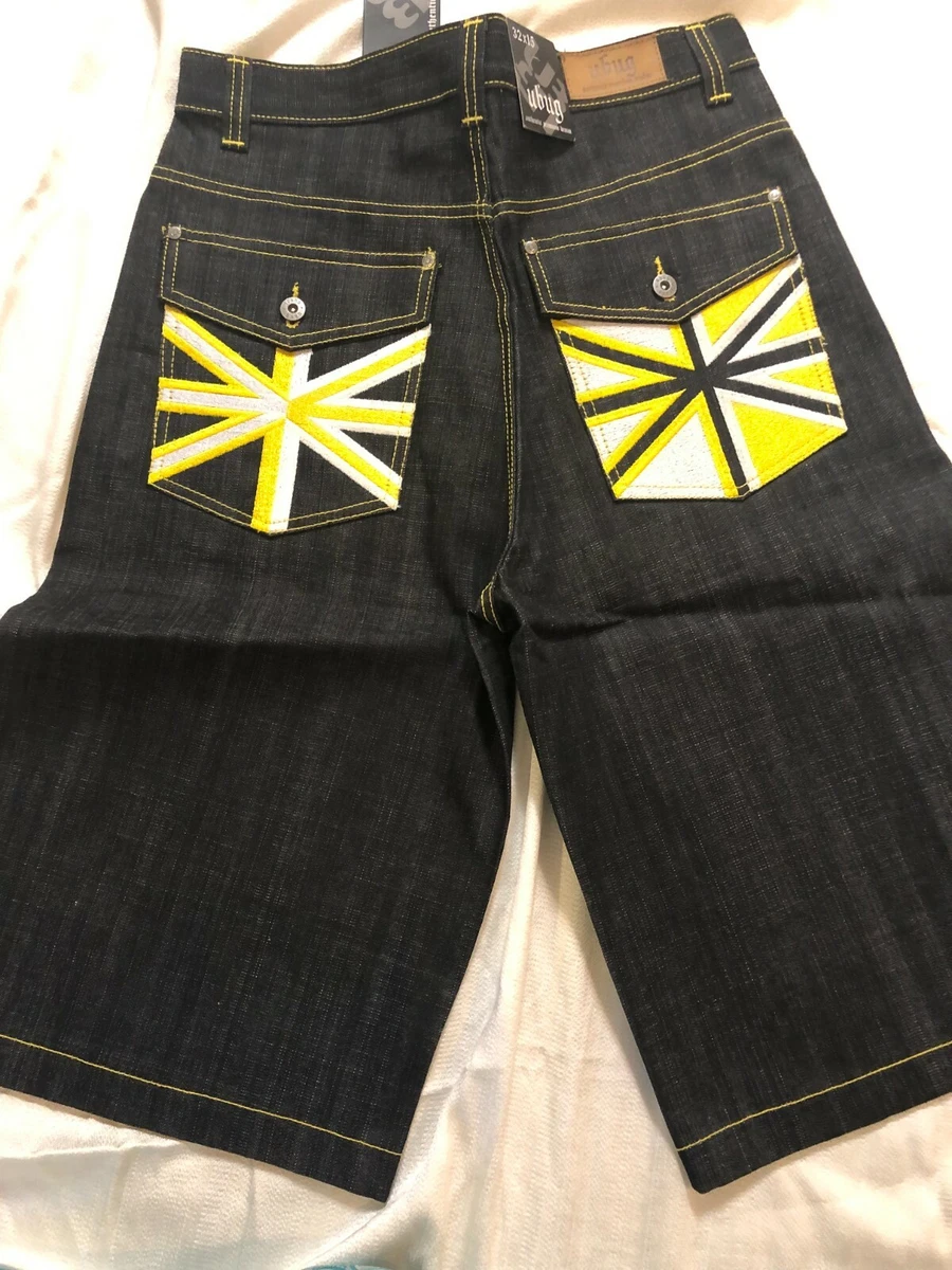 Yellow jean shorts deals mens
