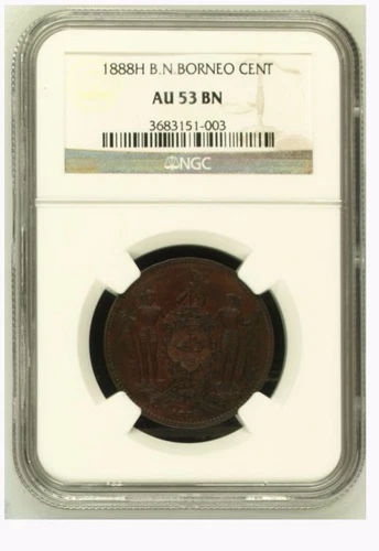 1888H British North Borneo One Cent KM#2 NGC AU53 BN