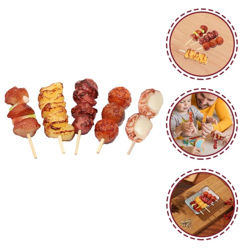 5 Pcs Pvc Simulation Barbecue Skewers Toddler Wooden Play Food eBay